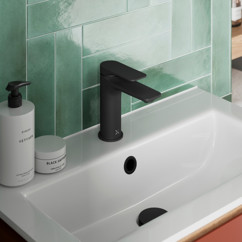 Product Lifestyle image of the Crosswater Fuse Matt Black Basin Monobloc